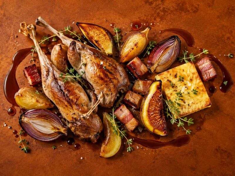 Country-Style Thrushes with Wild Apples and Polenta